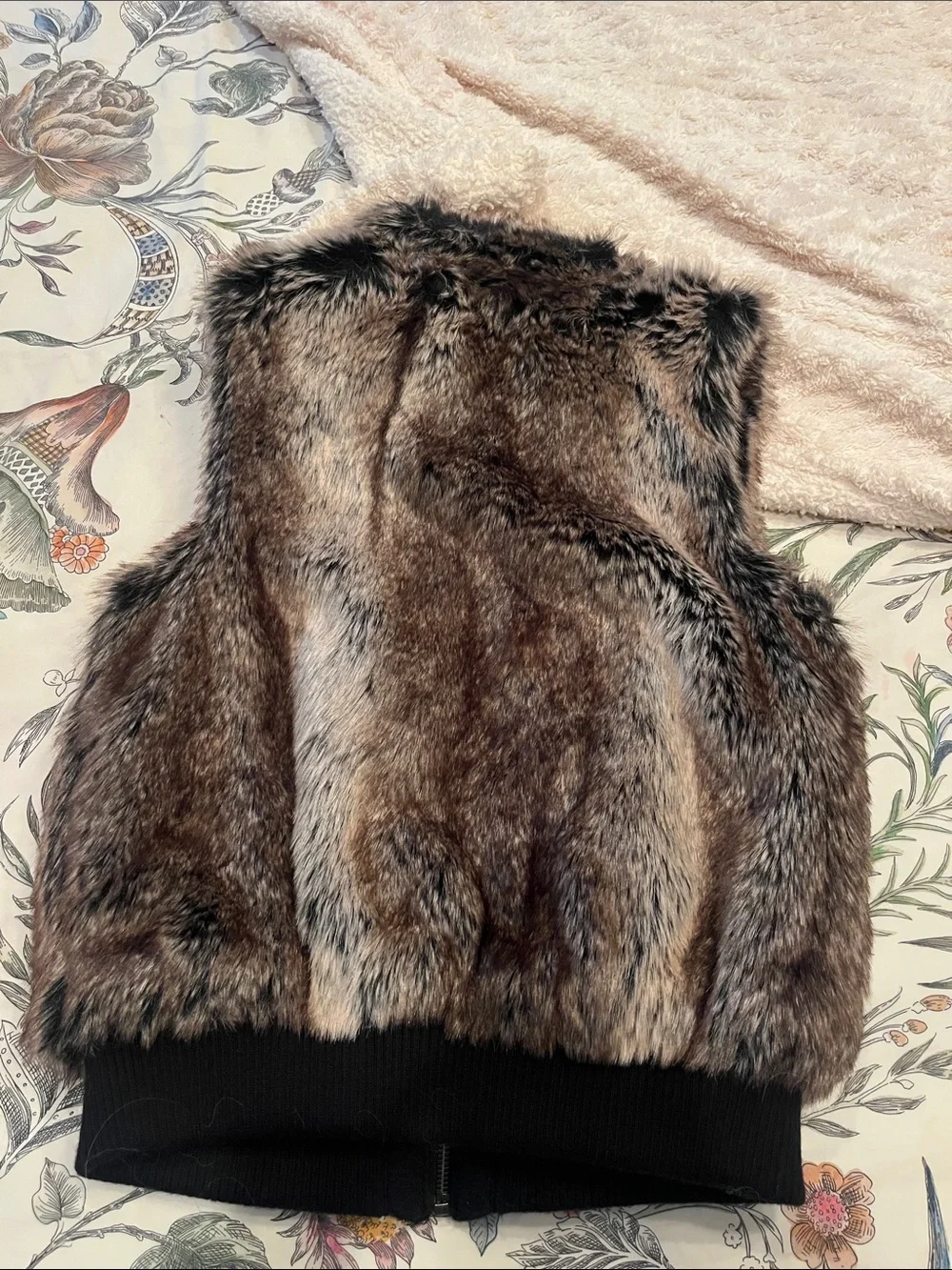 Copper Key Faux Fur Vest in Brown and Black Tones